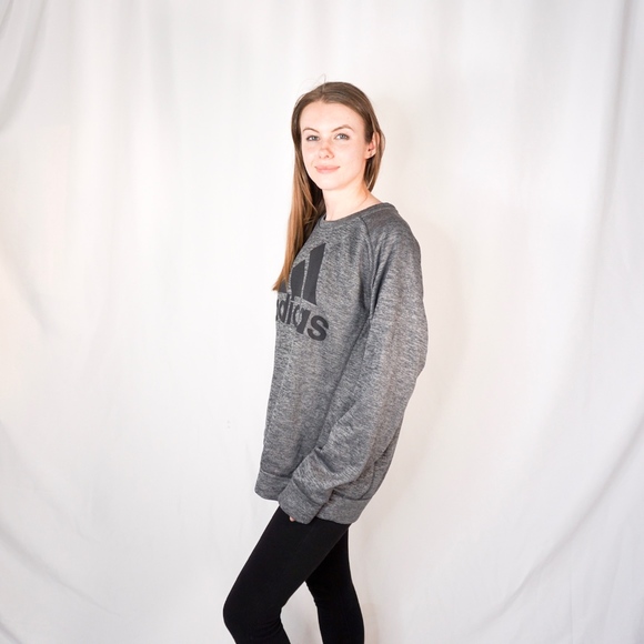 Adidas Climawarm Pullover Gray Sweater Logo L 0060 - Picture 6 of 7